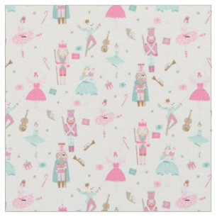 Tissu Noël du Ballet de fêtards noires de Pastel Blue