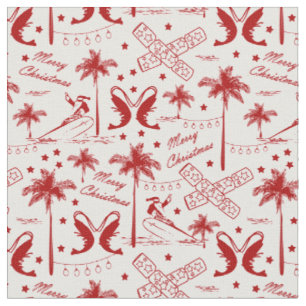 Tissu Noël en Australie tropicale Toile rouge 