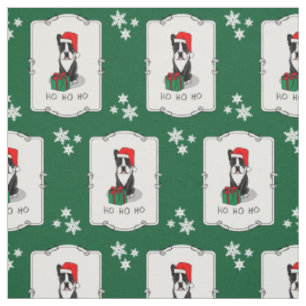 Tissu Noël Père Noël Boston Terrier (noir) mignonne