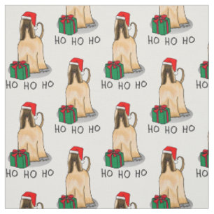 Tissu Noël Père Noël Chapeau Afghan Hound Chien Fawn mig
