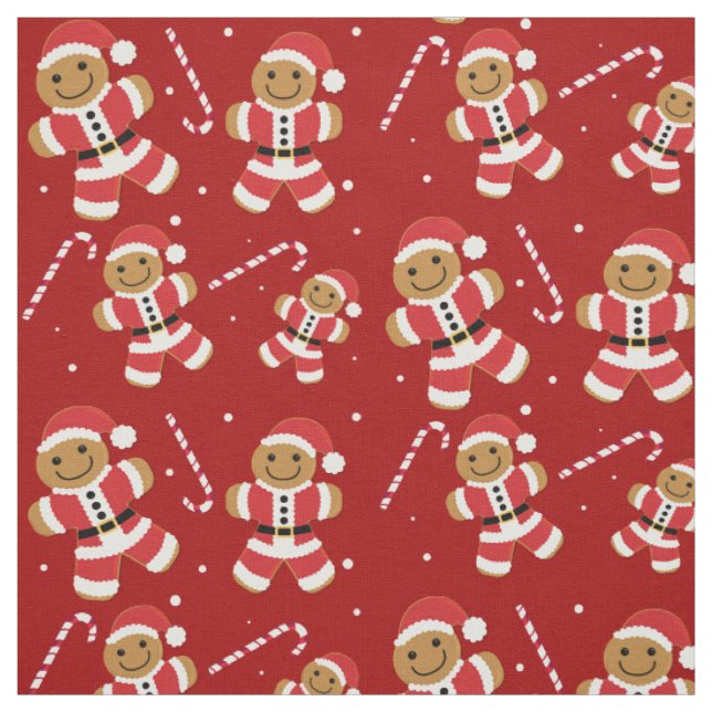 Tissu Noël Père Noël Cute Gingerbread (Échantillon)
