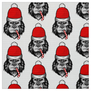 Tissu Noël père Noël gorilla