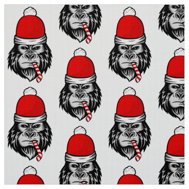 Tissu Noël père Noël gorilla (Échantillon)