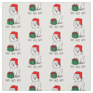 Tissu Noël Père Noël West Highland White Terrier Westie