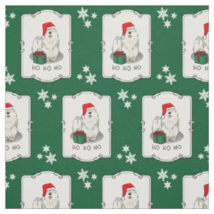 Tissu Noël Santa Hat Puli Chien (blanc) Mignonne Drôle