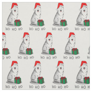 Tissu Noël Santa Hat Sibérien Husky (argent) mignonne