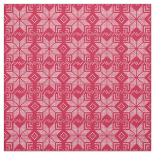 Tissu Noël, Scandinave, rouge, blanc, flocons de neige