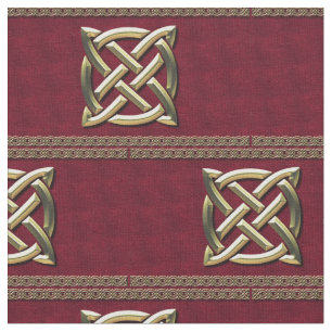 Tissu Noeud celtique rouge et or