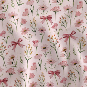 Tissu Nœuds de fleurs sauvages roses
