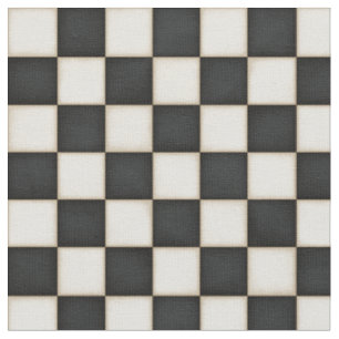 Tissu Noir & Antique À damiers blanc (petite échelle)