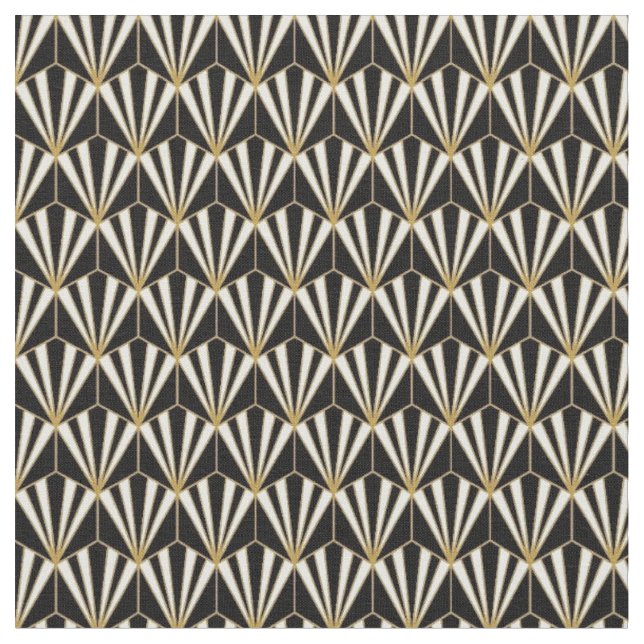Tissu - Noir Blanc Or Art Déco (Fermer)