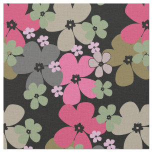 Tissu Noir de flower power