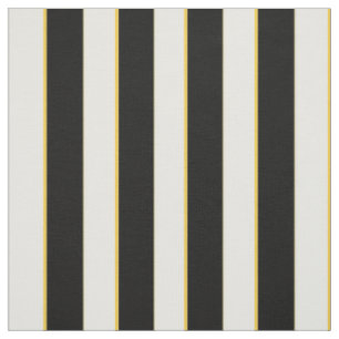 Tissu Noir élégant, blanc et rayures d'or