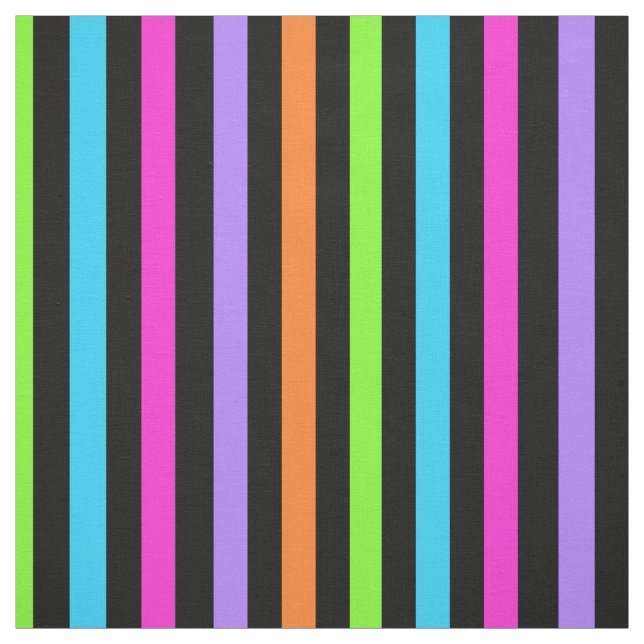 Tissu Noir et multicolore rayés (Échantillon)
