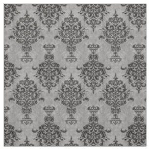 Tissu Noir gothique de damassé sur la pierre grise