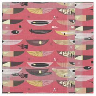 Tissu Noir rouge d'espace de la moitié du siècle