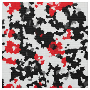 Tissu Noir Rouge Et Blanc Irrégulier Abstrait