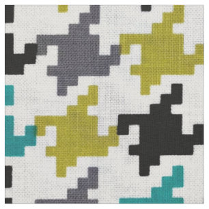Tissu Noir turquoise Olive-Jaune gris de rétro