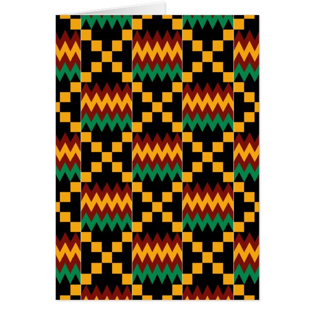 Tissu noir, vert, rouge et jaune Kente (Devant)