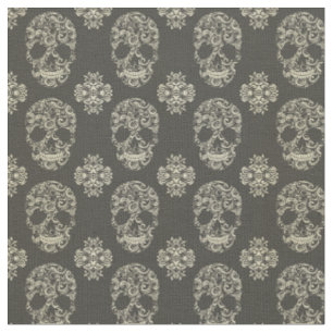 Tissu noires, kaki, crâne de sucre, Halloween, motif,