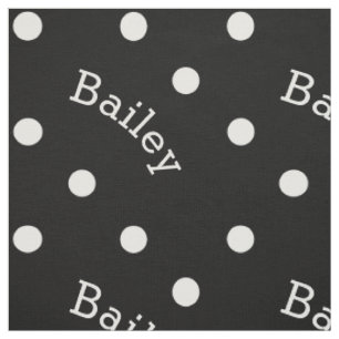Tissu Nom personnalisé Cuisine Point Polka noir et blan