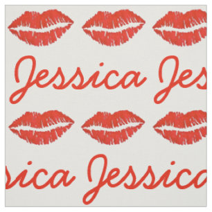 Tissu Nom personnalisé Red Lips Lipstick Baiser Imprimer