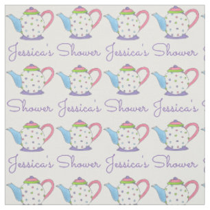 Tissu Nom personnalisé Tea Time Party Teapot Polka Dot
