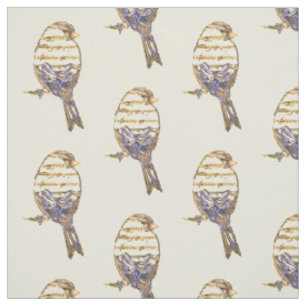 Tissu Note de musique oiseau mignon animal amateur de mu