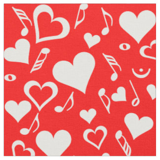 Tissu Notes de coeur et de musique