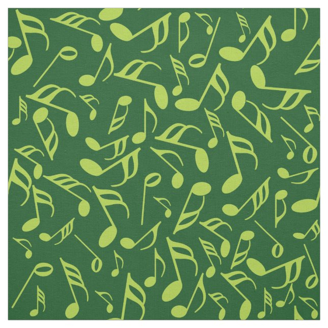 Tissu Notes de musique en vert (Échantillon)