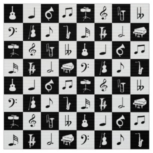 Tissu Notes élégantes et instruments de musique modern