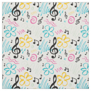Tissu Notes musicales Treble Clef Musician Band 90s Styl