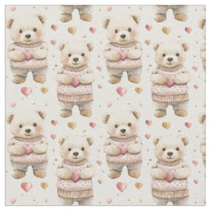 Tissu Nounours & Coeurs