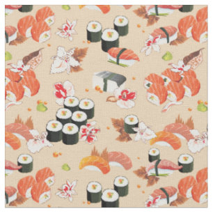Tissu Nourriture japonaise : Sushi Motif 3