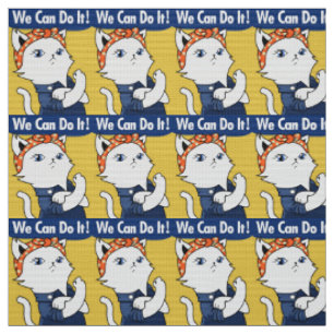 Tissu Nous Pouvons Le Faire ! Chat blanc Rosie le Rivete