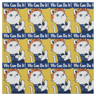 Tissu Nous Pouvons Le Faire ! Chat blanc Rosie le Rivete
