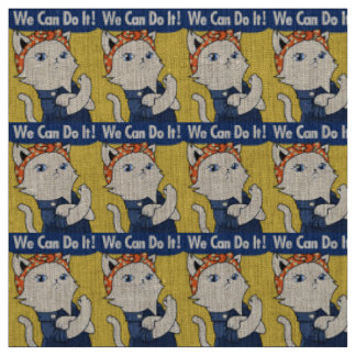 Tissu Nous Pouvons Le Faire ! Chat blanc Rosie le Rivete