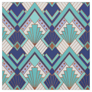 Tissu Nouveau style Aqua et Blue Art Déco