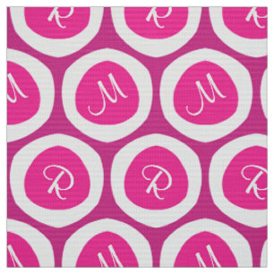 Tissu Nouveauté moderne de rose et blanche de monogramm