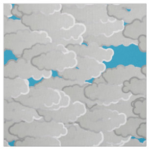 Tissu Nuages japonais, jour d'été, blanc et bleu de ciel