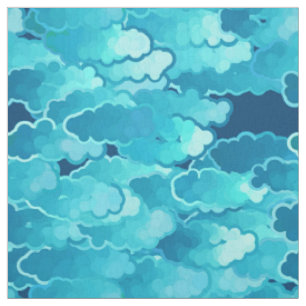 Tissu Nuages japonais, même le ciel, la turquoise et