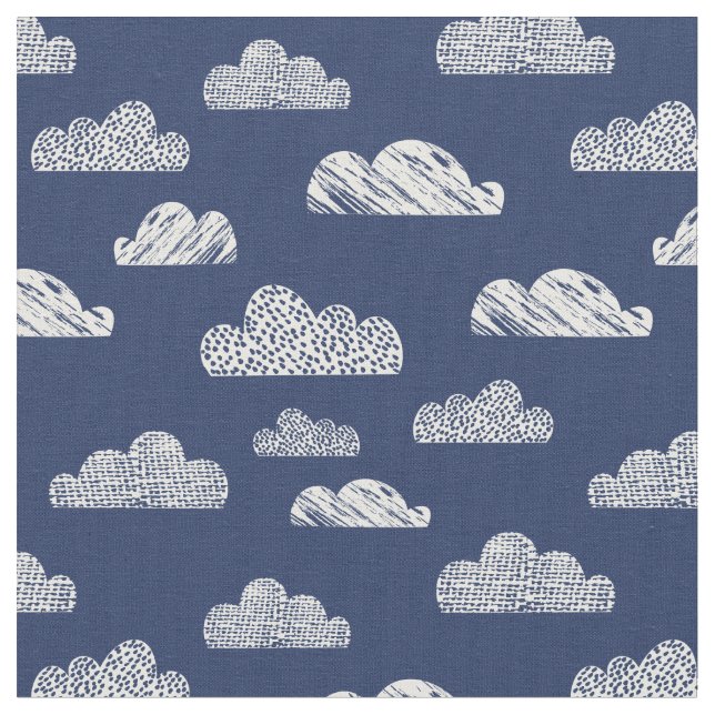 Tissu Nuages texturés sur bleu foncé (Fermer)