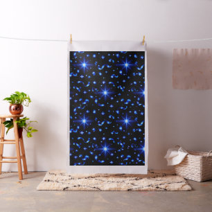 Tissu Nuit étoilée bleue magique motif transparent lumin