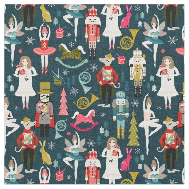 Tissu Nutcracker Ballet bleu marine (Fermer)