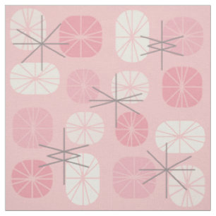 Tissu Oblongs Motifs du milieu du siècle rose Vanille