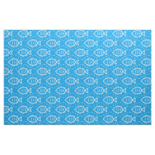 Tissu Océan Mer Thème nautique Poisson Lignes d'onde Mot