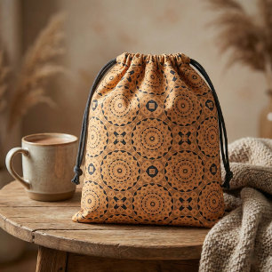 Tissu Ochre Ethnic Marocain Boho Chic Mosaic Motif