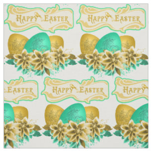 Tissu Oeufs Et Fleurs De Pâques Joyeux Pâques 4,5"