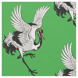 Tissu Oiseau de grue japonais