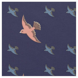 Tissu Oiseau de vol vintage d'art déco d'impression